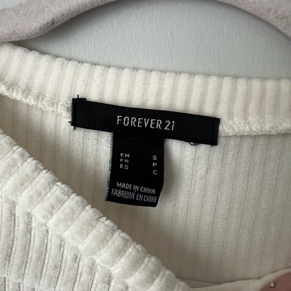 FOREVER 21 CREAM RIBBED LONG SLEEVE SWEATER - Picture 6 of 6